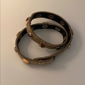 Leather and spike wrap bracelet